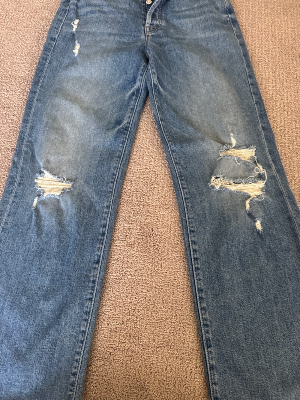 MOTHER Distressed Wide-Leg Jeans - Blue - Picture 4 of 6
